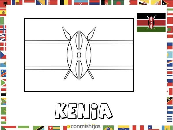 Bandera de Kenia. Dibujos de banderas para pintar