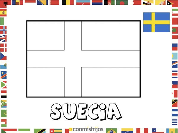 Bandera de Suecia. Dibujos de banderas para pintar