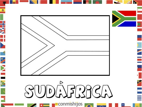 Bandera de Sudáfrica. Dibujos de banderas para pintar