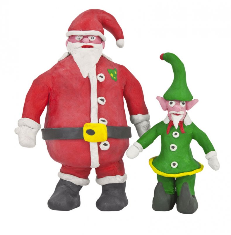 Papá Noel y duende de plastilina