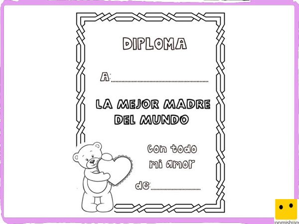 Dibujos para pintar. Diploma a la mejor mamá