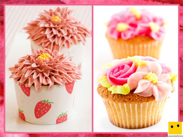 Cupcakes en forma de flores para regalar el Día de la Madre