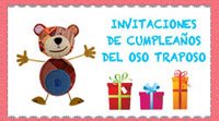 Invitaciones de cumpleaños para imprimir con el Oso Traposo