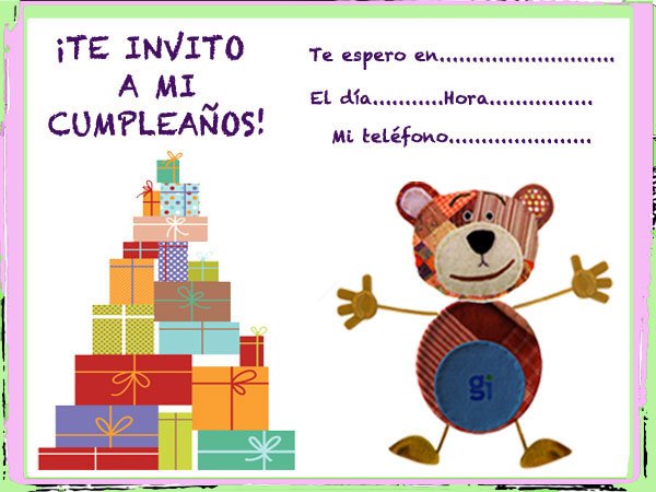 Invitaciones para cumpleaños infantiles con nuestra mascota el Oso Traposo