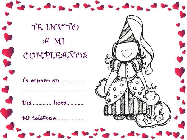 Invitaciones de cumpleaños con una princesa sonriente