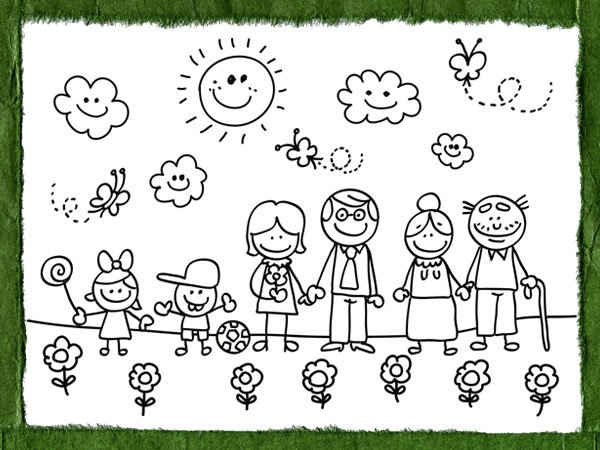 Dibujos para colorear sobre el medio ambiente y la familia