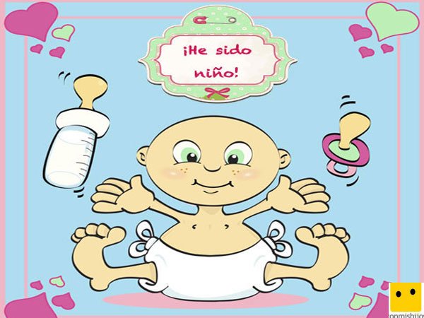 Tarjeta con dibujos de bebés para anunciar que ha nacido un niño