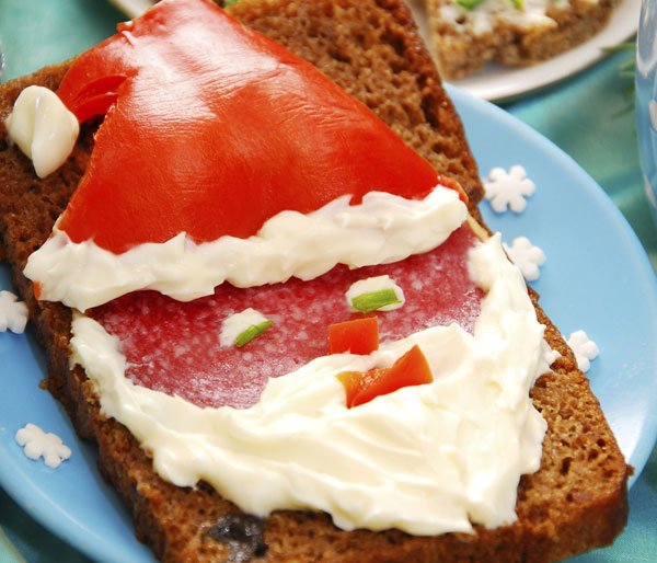 Sandwich de Papá Noel para niños