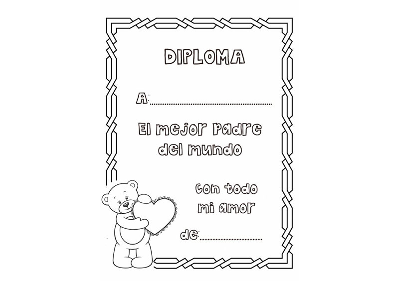 Dibujos de diplomas para colorear el Día del Padre