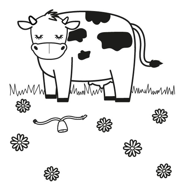 Vaca en un prado: dibujo para colorear e imprimir