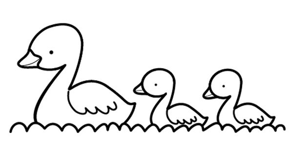 Patitos amarillos: dibujo para colorear e imprimir