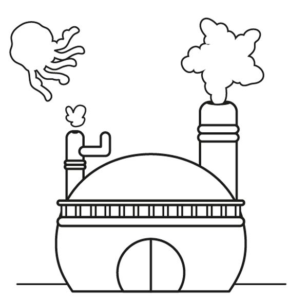 La fábrica de nubes: dibujo para colorear e imprimir