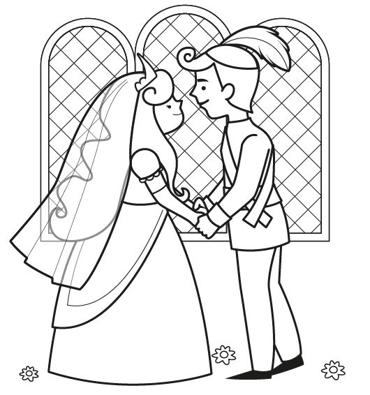 Boda de príncipes: dibujo para colorear e imprimir