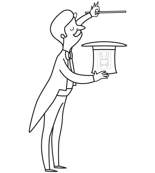 Los trucos de un mago: dibujo para imprimir y colorear