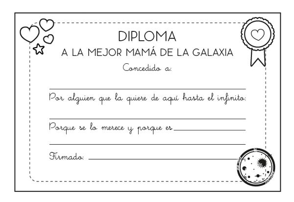 Diploma a la mejor mamá: dibujo para colorear e imprimir