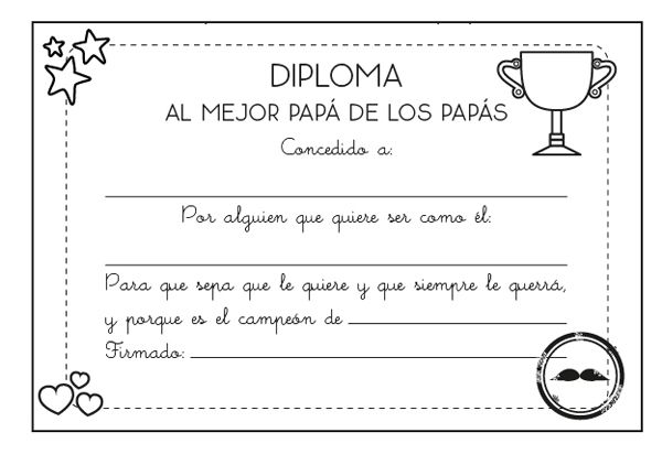 Diploma al mejor papá: dibujo para colorear e imprimir