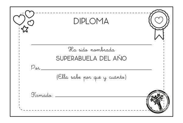 Diploma a la mejor abuela: dibujo para colorear e imprimir