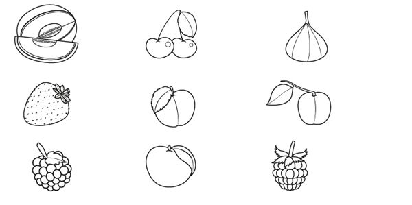 Frutas de verano: dibujo para colorear e imprimir