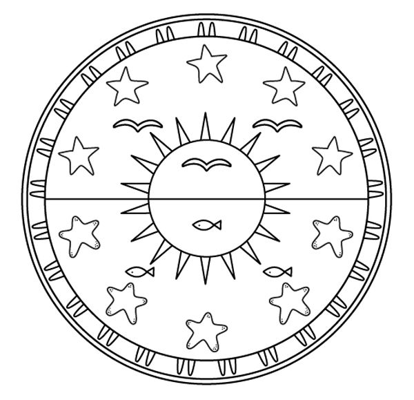 Mandala de mar: dibujo para colorear e imprimir