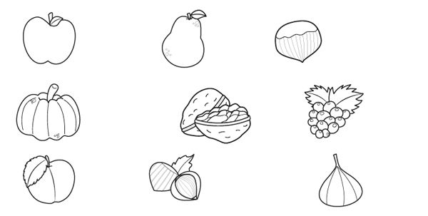 Frutas de otoño: dibujo para colorear e imprimir