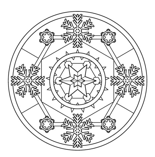 Mandala de invierno: dibujo para colorear e imprimir