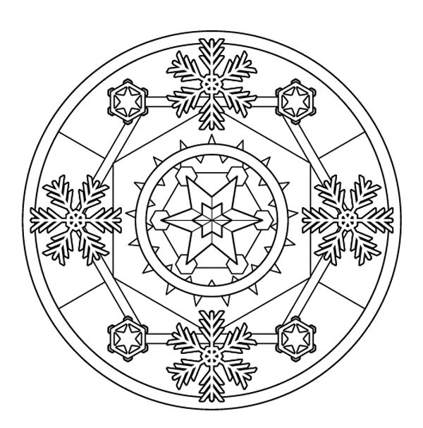 Mandala de invierno: dibujo para colorear e imprimir