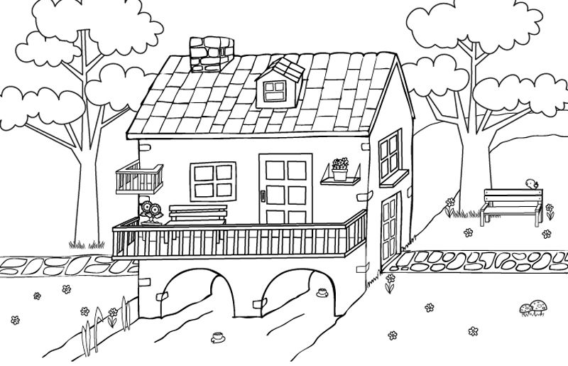 Bonita casa: dibujo para colorear e imprimir