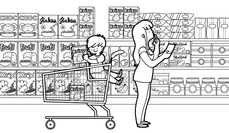 Supermercado: dibujo para colorear e imprimir