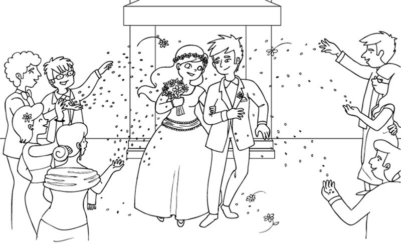 Una bonita boda: dibujos para colorear e imprimir