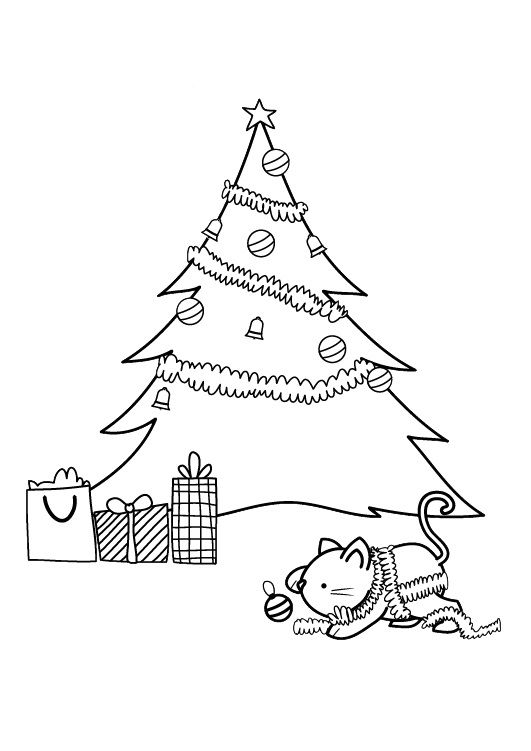 Árbol de Navidad: dibujo para imprimir y colorear