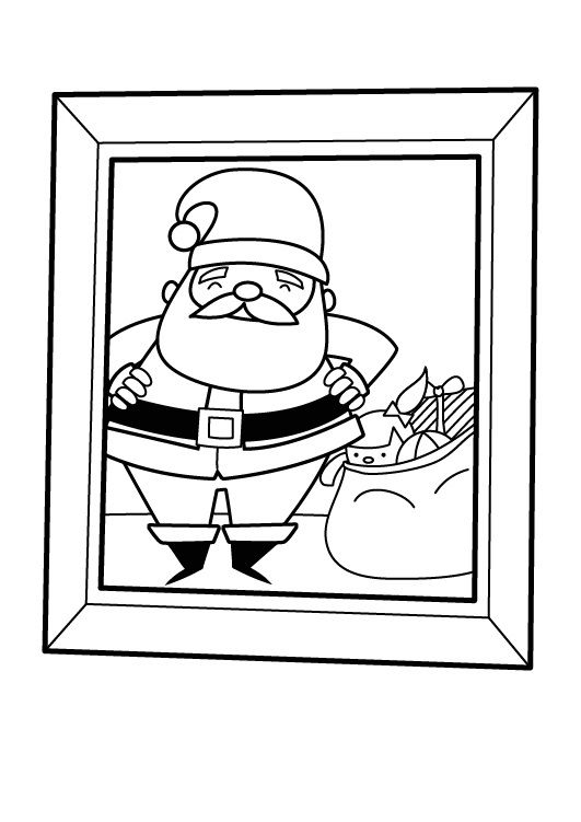 Papá Noel con su saco de regalos: dibujo para imprimir y colorear