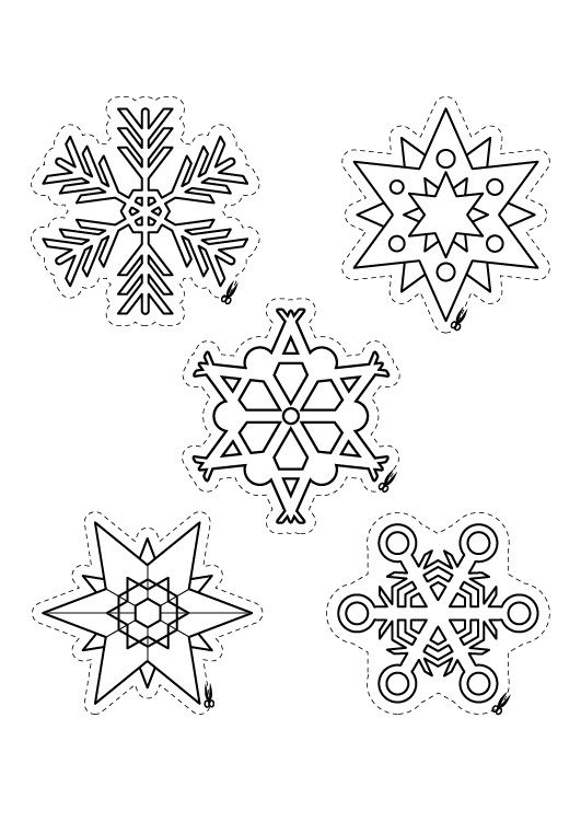 Copos y estrellas de Navidad: dibujos para colorear e imprimir