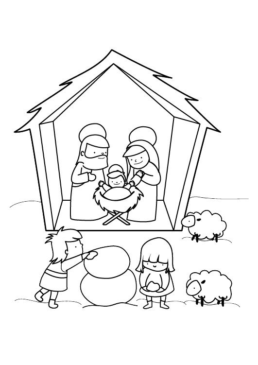 Pesebre en Navidad: dibujo pra colorear e imprimir