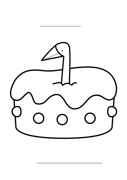 Tarta de cumpleaños 1 año: dibujo para colorear e imprimir