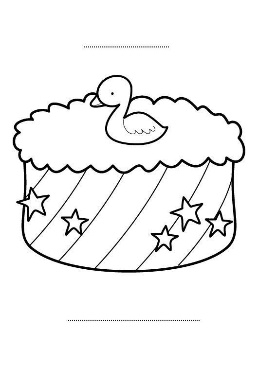 Tarta de cumpleaños 2 años: dibujo para colorear e imprimir