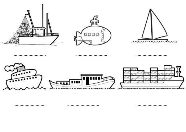 Barcos: dibujos para colorear e imprimir