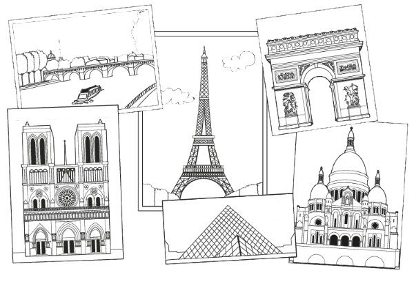 Monumentos de París: dibujo para colorear e imprimir