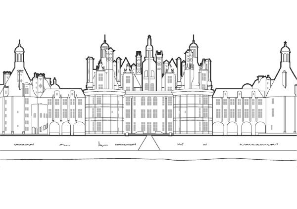 Castillo del Loira: dibujo para colorear e imprimir