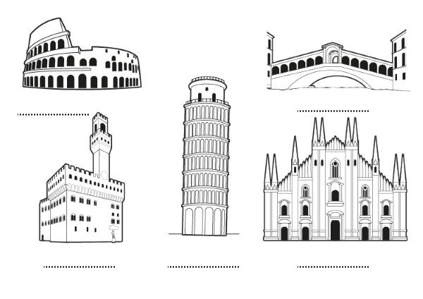 Italia: dibujo para colorear e imprimir