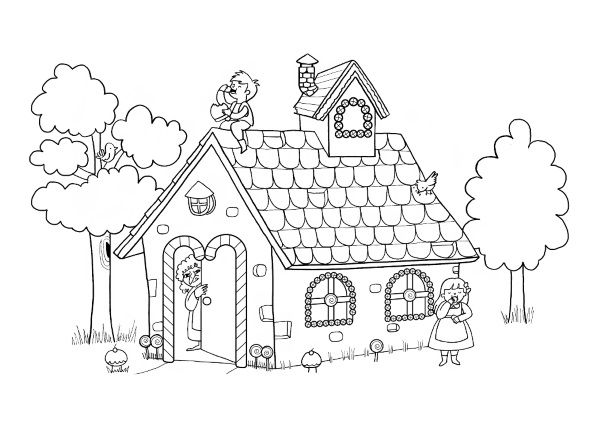 Hansel y Gretel: dibujo para colorear e imprimir