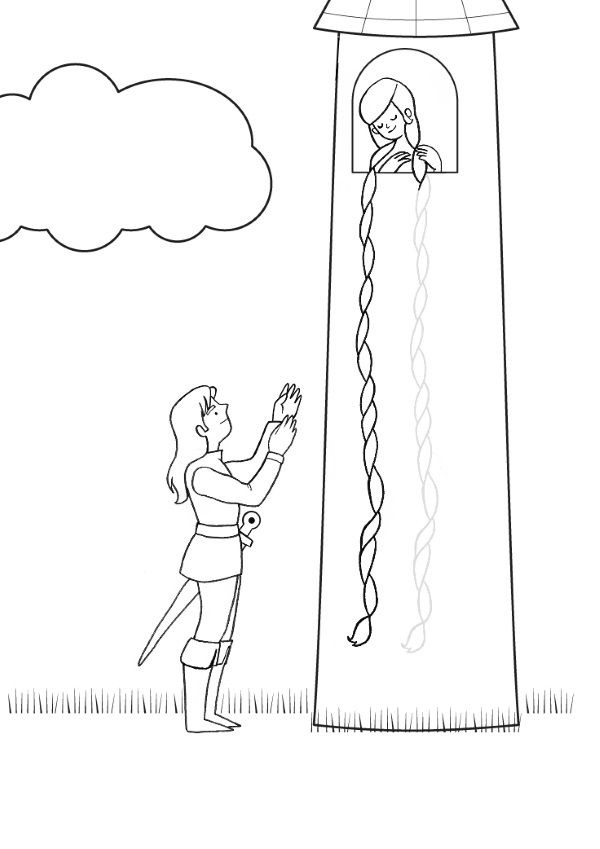 Rapunzel: dibujo para colorear e imprimir