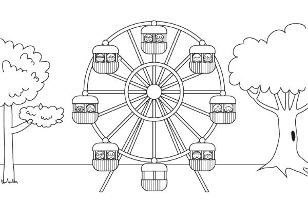 Noria: dibujo para colorear e imprimir