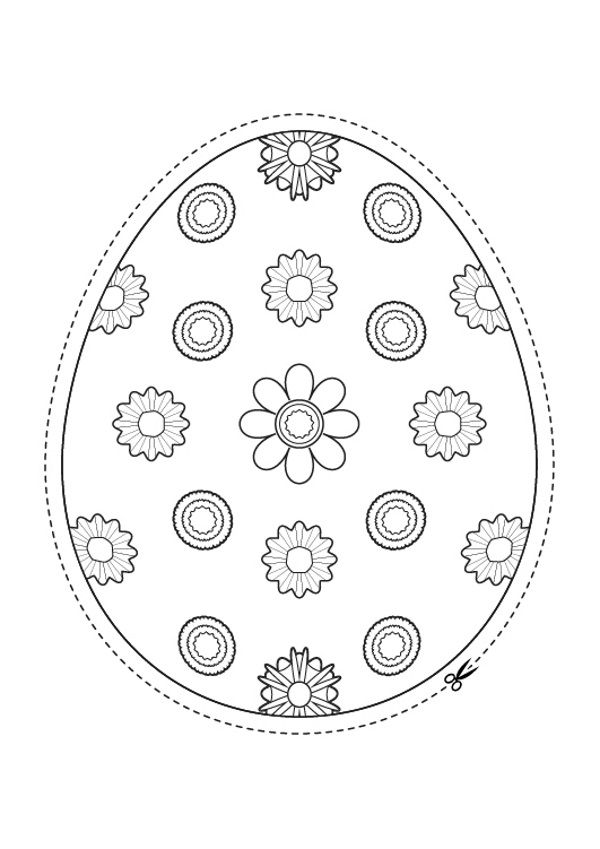 Huevo de Pascua de flores: dibujo para colorear e imprimir