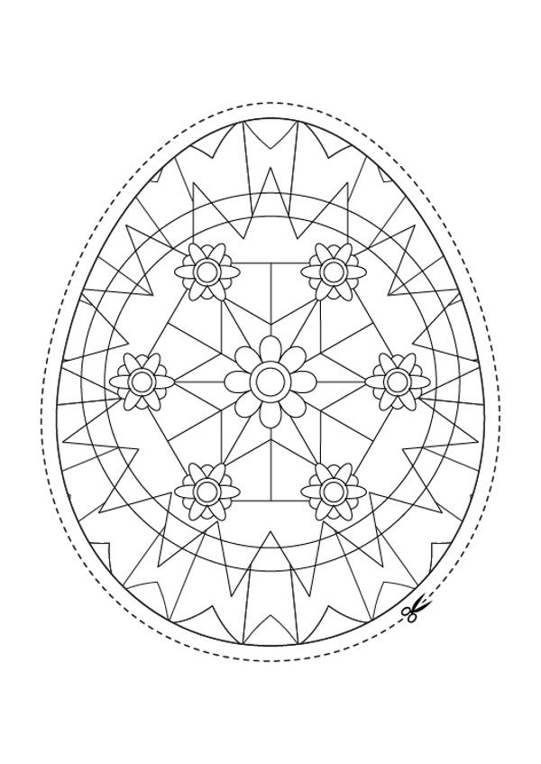 Huevo de Pascua con mandala: dibujo para colorear e imprimir