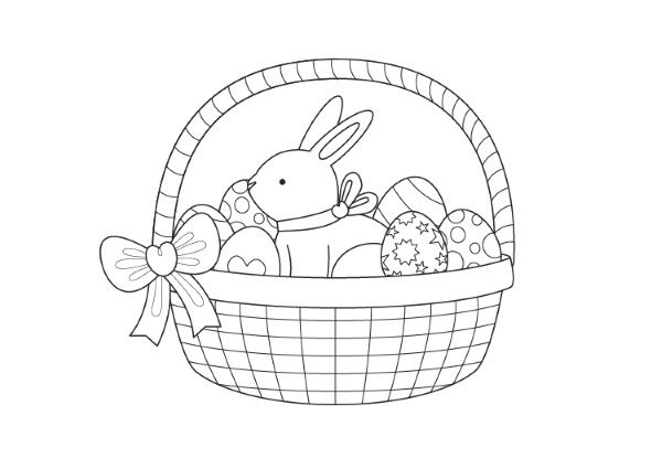 Cesta de Pascua: dibujo para colorear e imprimir