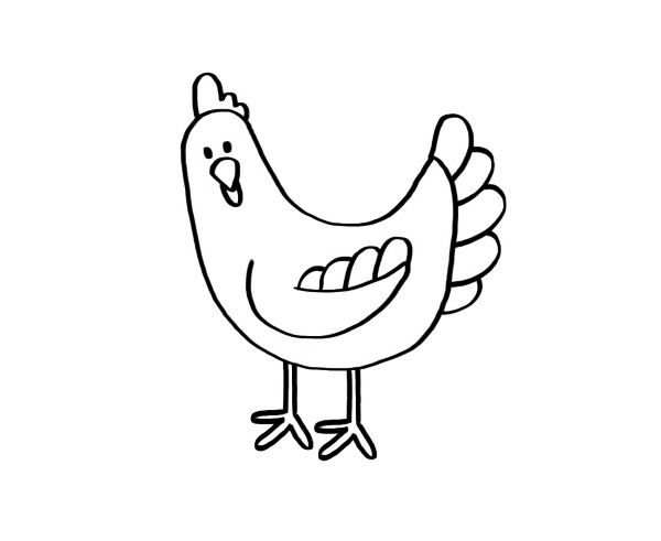 Una gallina: dibujo para colorear e imprimir