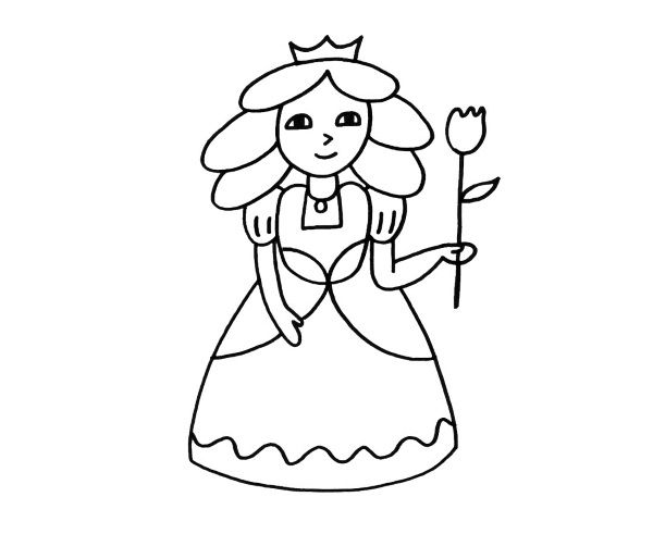 Princesa con flor: dibujo para colorear e imprimir