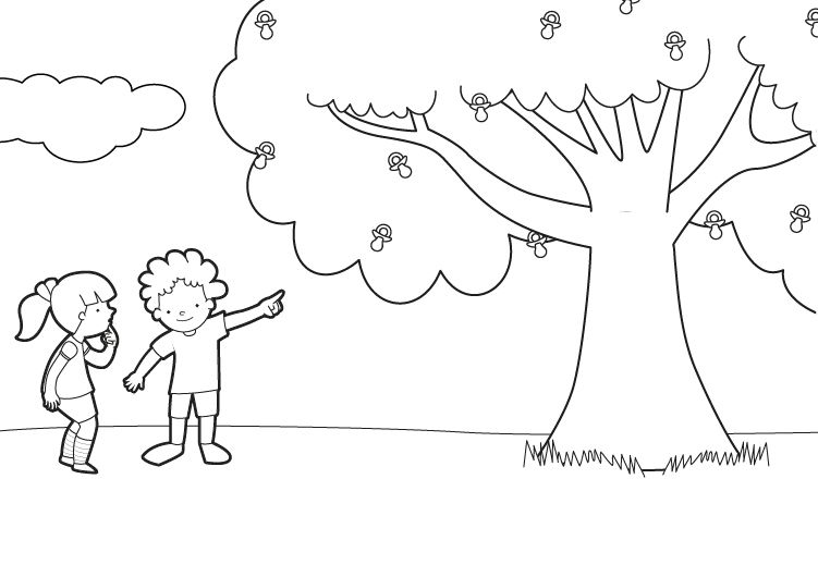 El árbol de los chupetes: dibujo para colorear e imprimir