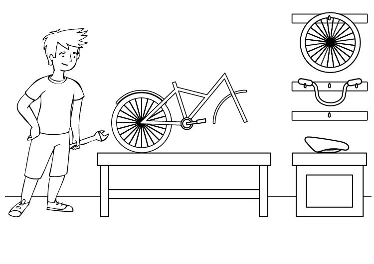 Bicicleta: dibujo para colorear e imprimir