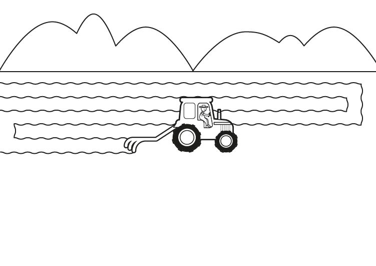 Tractor arando: dibujo para colorear e imprimir